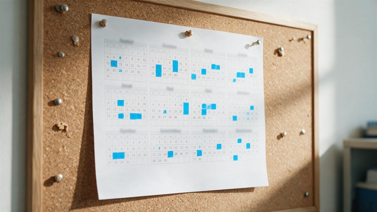 Plantilla de calendario laboral anual